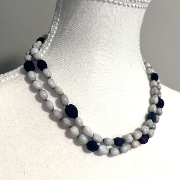 Gray & Black Beaded Long Necklace - Picture 5 of 9